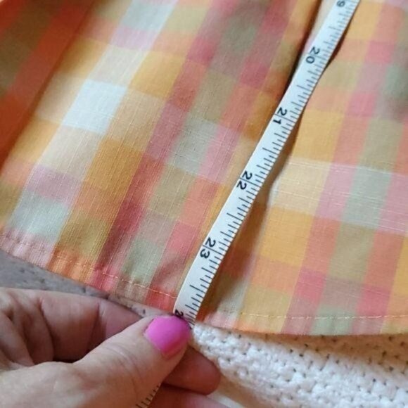 Orvis Casual Carefree Pleated Button-Down Short Sleeve Plaid Sz. 6 Blouse - Picture 8 of 8